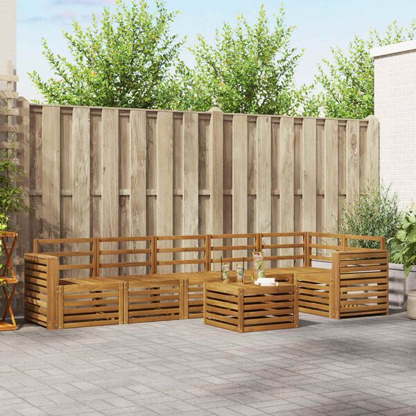 vidaXL Set canapea sectională 7 pcs natural Lemn Solid de Acacia