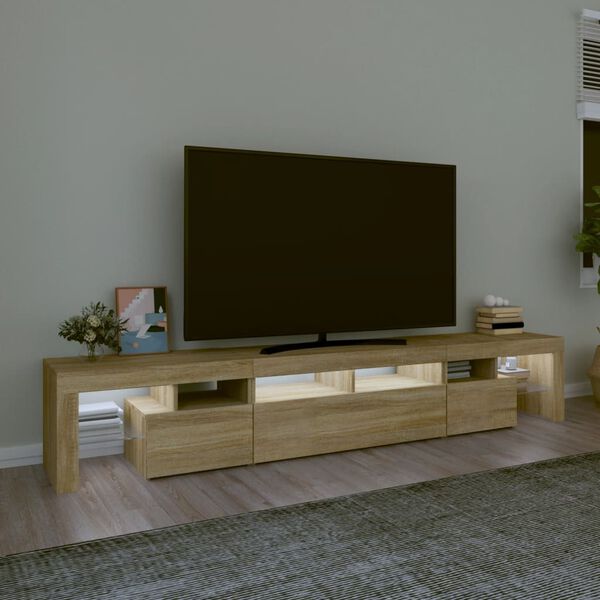 vidaXL Comodă TV cu lumini LED, stejar sonoma, 230x36,5x40 cm