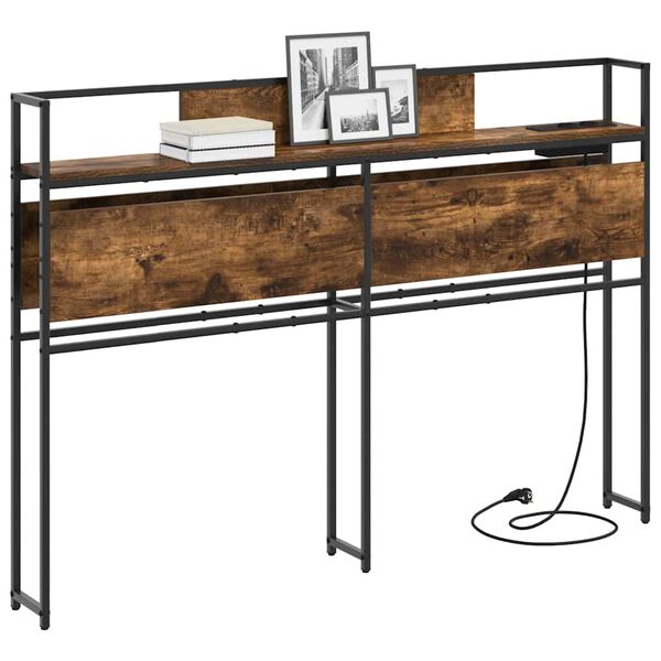 vidaXL Tăblie de depozitare cu raft Stejar afumat 135 cm Lemn compozit