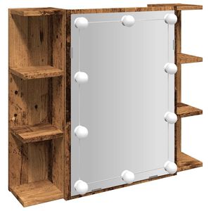 vidaXL Dulap cu oglindă și LED, lemn vechi, 70x16,5x60 cm