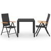 vidaXL Set mobilier de grădină, 3 piese, negru și maro
