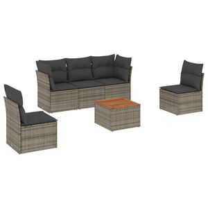 vidaXL Set mobilier grădină cu perne, 6 piese, gri, poliratan