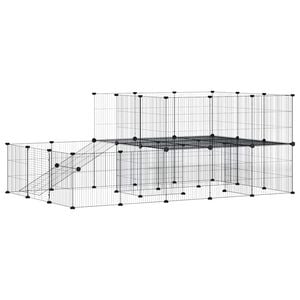 vidaXL Cușcă animale de companie cu ușă 44 panouri negru 35x35 cm oțel