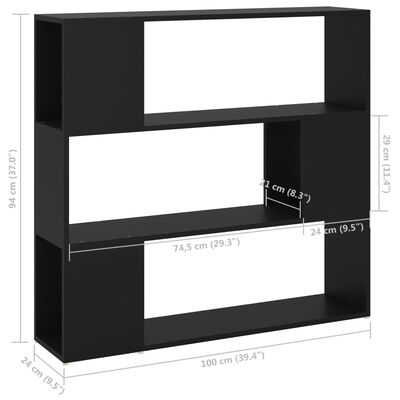 vidaXL Bibliotecă/Separator cameră, negru, 100x24x94 cm