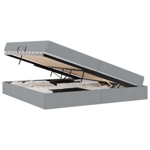 vidaXL Pat cu saltea și spațiu de depozitare Gri deschis 200 x 200 cm