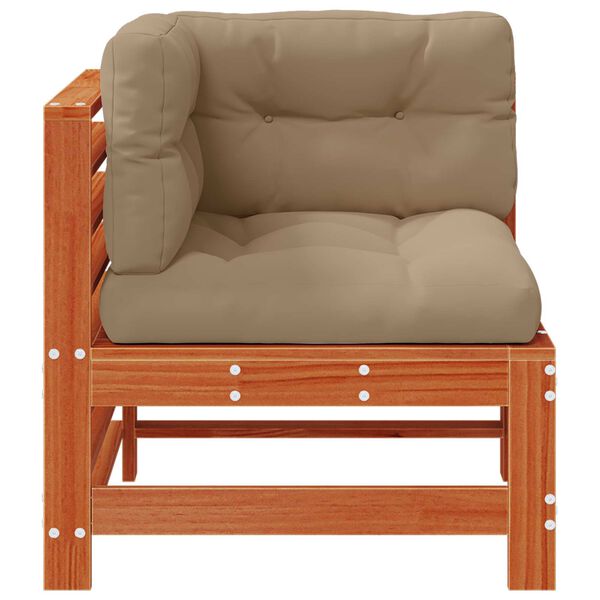 vidaXL Sofa de colț pentru grădină Lemn masiv de pin Maro Ceară