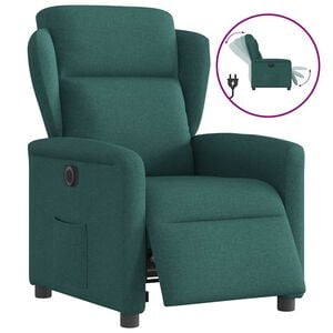 vidaXL Fotoliu rabatabil electric, verde &icirc;nchis, material textil