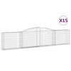 vidaXL Coșuri gabion arcuite 15 buc, 400x30x80/100 cm, fier galvanizat