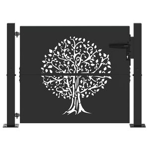 vidaXL Poartă de grădină Negru 110 x 105 cm Oțel vopsit &icirc;n pulbere