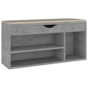 vidaXL Bancă pantofar cu pernă gri beton 104x30x49 cm, lemn prelucrat