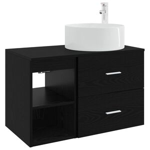 vidaXL Set de mobilier pentru baie 2 pcs Stejar Negru Lemn prelucrat