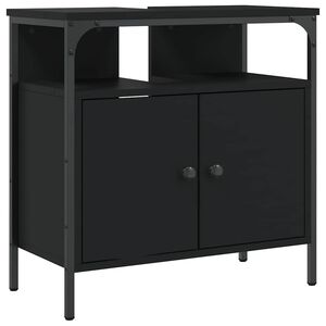 vidaXL Dulap pentru chiuvetă baie, negru, 60x30x60 cm, lemn prelucrat