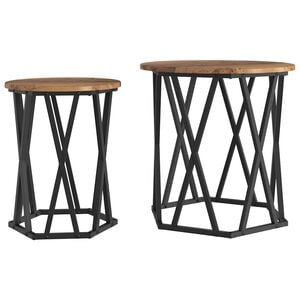 vidaXL Masă de cafea 2 pcs Lemn Vechi Lemn ingineresc și oțel