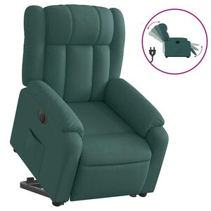 vidaXL Fotoliu electric rabatabil cu ridicare, verde &icirc;nchis, textil
