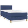 vidaXL Pat box spring cu saltea, albastru, 90x190 cm, textil