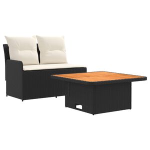 vidaXL Canapea cu Brațe pentru Grădină cu Masă Rabatabilă 2 Bucată