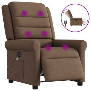 vidaXL Fotoliu electric de masaj rabatabil, maro, textil