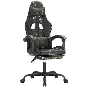 vidaXL Scaun de gaming cu suport picioare, negru/camuflaj, piele eco
