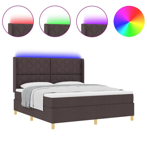 vidaXL Pat cu arcuri cu saltea cu headboard Maro 180 x 200 cm țesătură