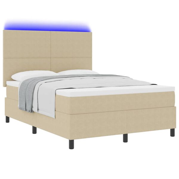 vidaXL Pat cu arc LED cu headboard Gri deschis și alb. 160 x 200 cm