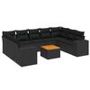 vidaXL Set canapele de grădină cu perne, 10 piese, negru, poliratan