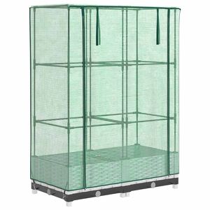 vidaXL Strat &icirc;nălțat cu husă de seră, aspect ratan, 80x40x123 cm