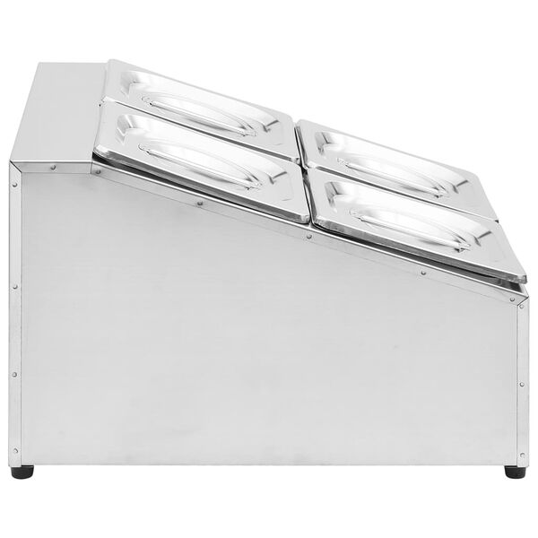 vidaXL Recipient Gastronorm cu 4 secțiuni GN 1/6 oțel inoxidabil