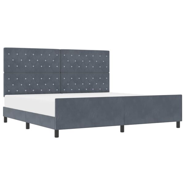 vidaXL Pat cu arcuri cu headboard Gri &icirc;nchis 200 x 200 cm Catifea