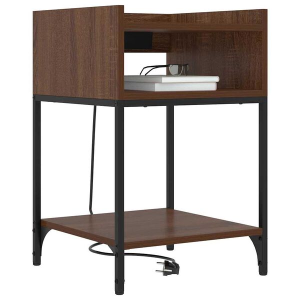 vidaXL Dulap de noapte Stejar &icirc;nchis 40 x 40 x 61 cm Lemn compozit