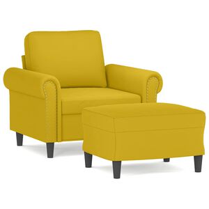 vidaXL Fotoliu canapea cu taburet, galben, 60 cm, catifea