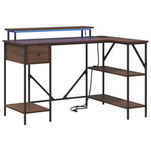 vidaXL Birou Stejar &icirc;nchis 120 x 79 x 86,5 cm Lemn prelucrat