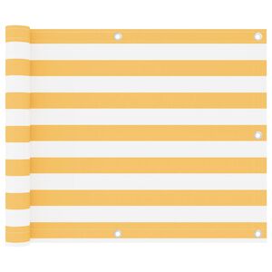 vidaXL Paravan de balcon, alb și galben, 75 x 300 cm, țesătură oxford