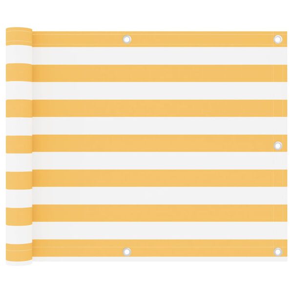vidaXL Paravan de balcon, alb și galben, 75 x 300 cm, țesătură oxford