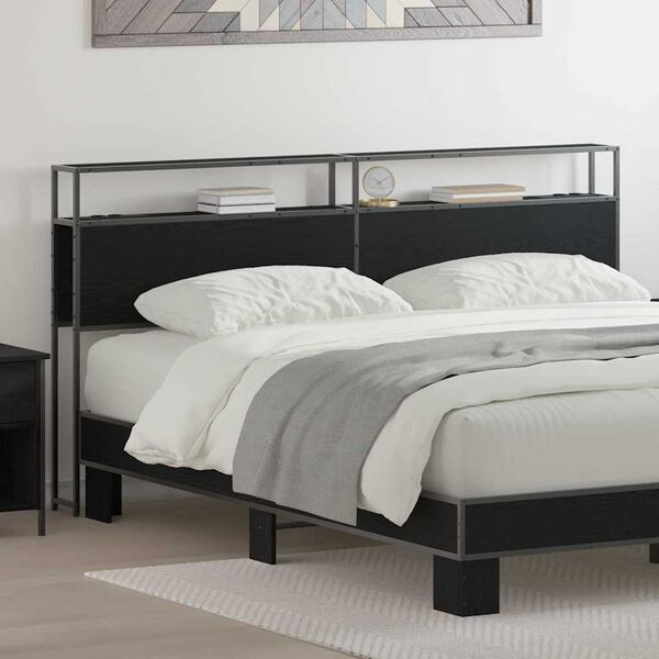 vidaXL Tăblie de depozitare cu raft Stejar negru 180 cm Lemn compozit