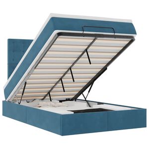 vidaXL Cadru pat otoman cu saltele Albastru &icirc;nchis 120x190cm catifea