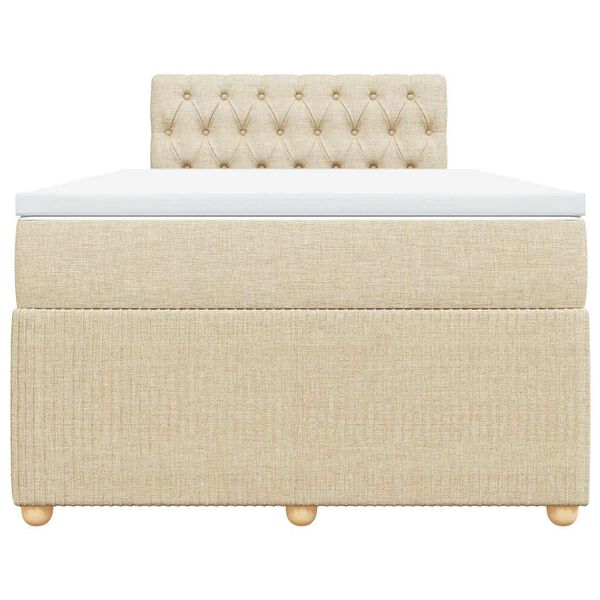 vidaXL Pat continental cu saltea, crem, 120x190 cm, textil