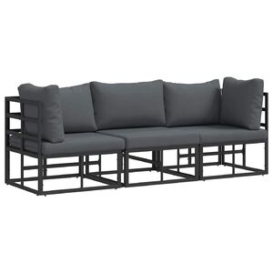 vidaXL Mobilier pentru Exterior 3 Bucată Negru și antracit Metal