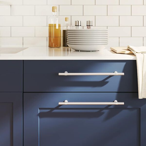 vidaXL M&acirc;nere de dulap, 5 buc., argintiu, 224 mm, oțel inoxidabil