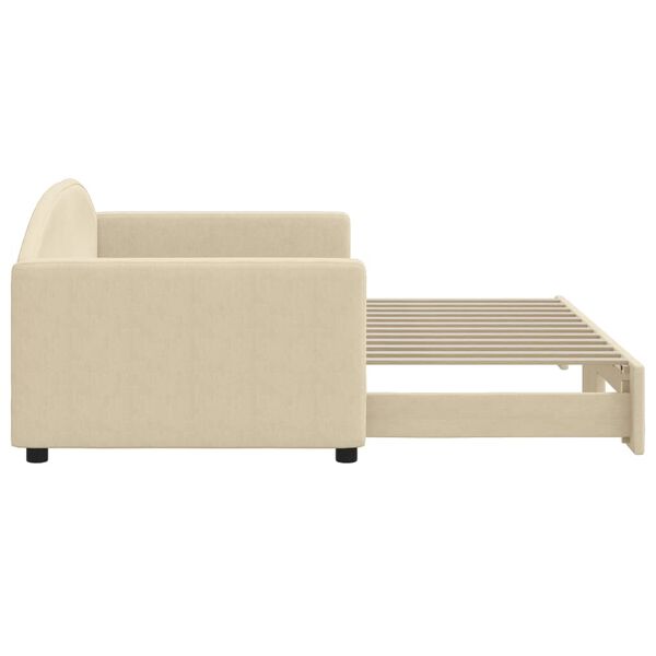 vidaXL Pat de zi cu extensie, crem, 90x200 cm, textil