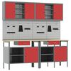 vidaXL Set banc de lucru 8 buc. Roșu și gri Oțel vopsit electrostatic