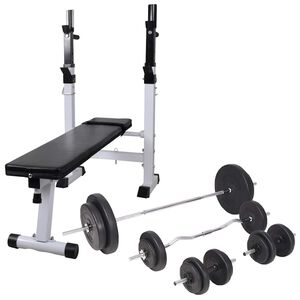 vidaXL Bancă de antrenament, rastel set de haltere/gantere, 90 kg
