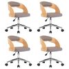 vidaXL Scaune pivotante masă, 4 buc., gri taupe, lemn curbat & textil
