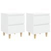 vidaXL Noptiere & picioare lemn pin 2 buc. alb extralucios 40x35x50 cm