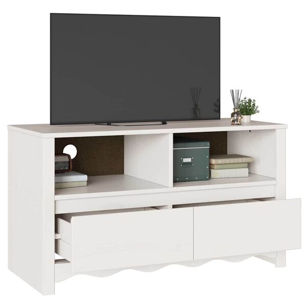 vidaXL Cabinet TV Drammen Alb 99 x 43 x 55 cm Lemn masiv de pin