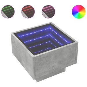 vidaXL Noptieră cu LED infinity, gri beton, 40x40x30 cm