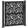 vidaXL Poartă de grădină neagră 100x100 cm, model frunze de oțel