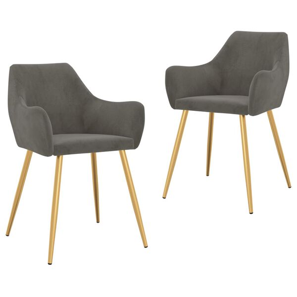 vidaXL Scaune de bucătărie, 2 buc., gri &icirc;nchis, catifea