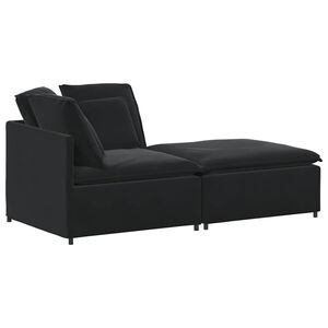 vidaXL Canapea modulară cu taburet și perne, catifea, negru