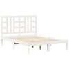 vidaXL Cadru de pat dublu, alb, 135x190 cm, lemn masiv