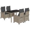 vidaXL Set mobilier de grădină cu perne, 5 piese, gri, poliratan